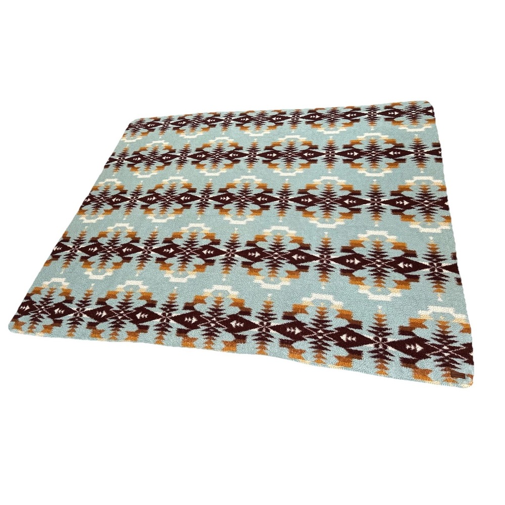 Pendleton Sherpa Fleece Blanket Aztec Legend Lake Aqua Blue Sky Southwest